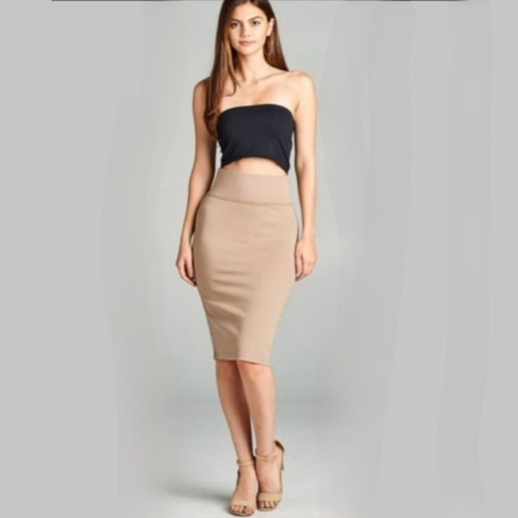 NWT Classic Fitted Rib Midi Knit Skirt - Picture 5 of 5